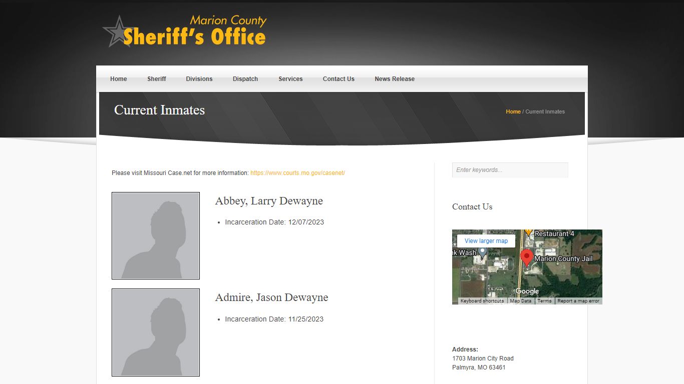 Current Inmates ‹ Marion County MO Sheriff's Office
