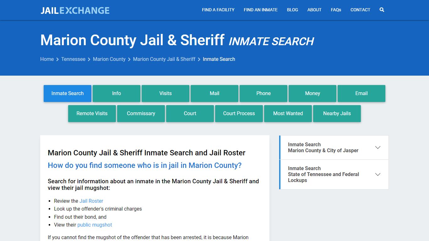 Marion County Jail & Sheriff Inmate Search - Jail Exchange