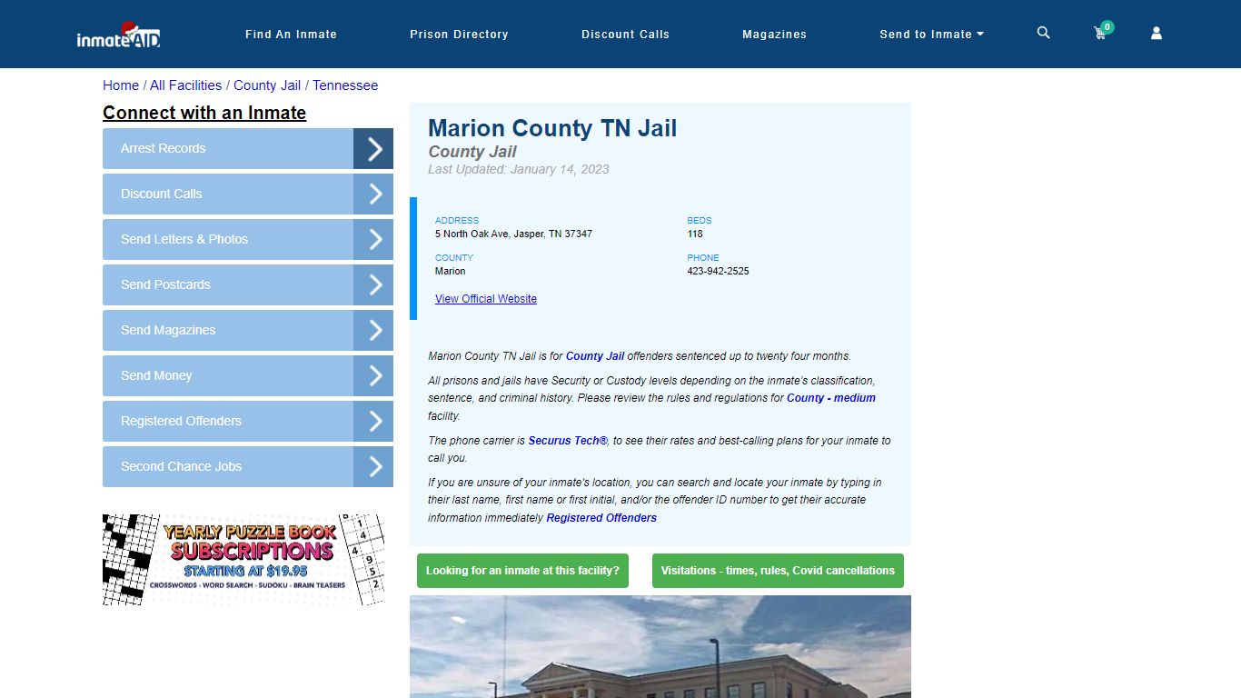 Marion County TN Jail - Inmate Locator - Jasper, TN